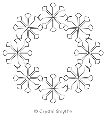 SpiroFlake Wreath by Crystal Smythe. This image demonstrates how this computerized pattern will stitch out once loaded on your robotic quilting system. A full page pdf is included with the design download.