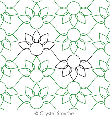 Sunflower Lace by Crystal Smythe. This image demonstrates how this computerized pattern will stitch out once loaded on your robotic quilting system. A full page pdf is included with the design download.