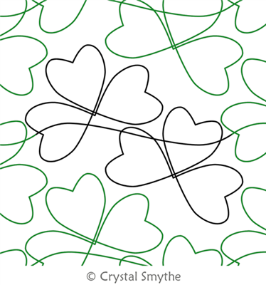 Twisted Shamrock by Crystal Smythe. This image demonstrates how this computerized pattern will stitch out once loaded on your robotic quilting system. A full page pdf is included with the design download.