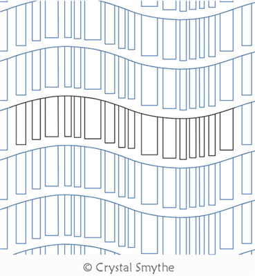 Wavy Windows by Crystal Smythe. This image demonstrates how this computerized pattern will stitch out once loaded on your robotic quilting system. A full page pdf is included with the design download.