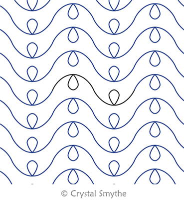 Wiggle With A Teardrop by Crystal Smythe. This image demonstrates how this computerized pattern will stitch out once loaded on your robotic quilting system. A full page pdf is included with the design download.