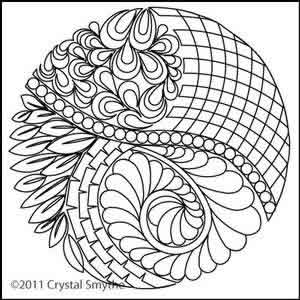 Digital Quilting Design Zendoodle Circle by Crystal Smythe.