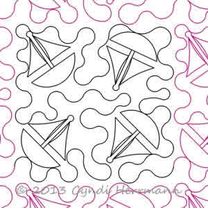 Digital Quilting Design Ahoy Sail Boats 1 by Cyndi Herrmann.