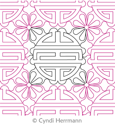 Digital Quilting Design Asian Circle Panto or Block by Cyndi Herrmann.