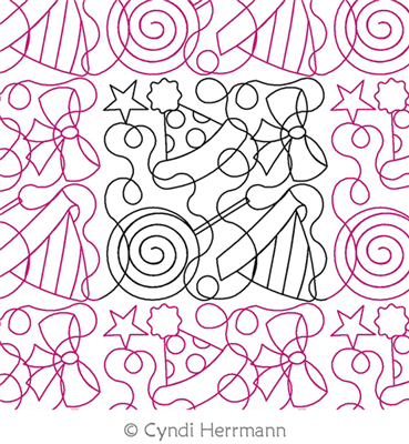 Digital Quilting Design Party Time E2E by Cyndi Herrmann.