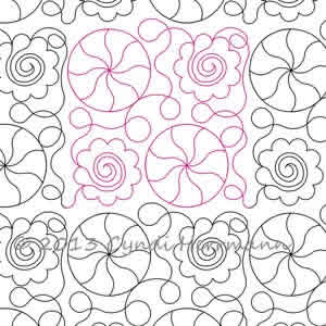 Digital Quilting Design Peppermint and Flower Swirl by Cyndi Herrmann.
