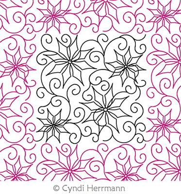 Digital Quilting Design Snowflake Swirl Block or Panto by Cyndi Herrmann.