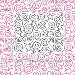 Digital Quilting Design Stars a Swirl by Cyndi Herrmann.