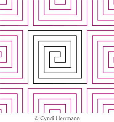 Square Maze E2E by Cyndi Herrmann. This image demonstrates how this computerized pattern will stitch out once loaded on your robotic quilting system. A full page pdf is included with the design download.