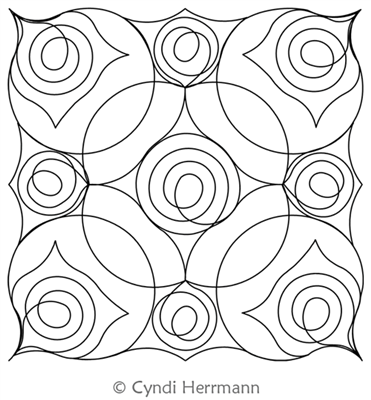 Swirl Flowers Block 2 by Cyndi Herrmann. This image demonstrates how this computerized pattern will stitch out once loaded on your robotic quilting system. A full page pdf is included with the design download.