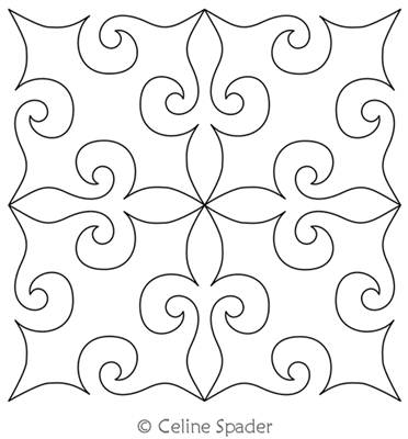 Digital Quilting Design Fleur de Lis Block 3 by Celine Spader.