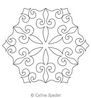 Digital Quilting Design Fleur de Lis Hex by Celine Spader.