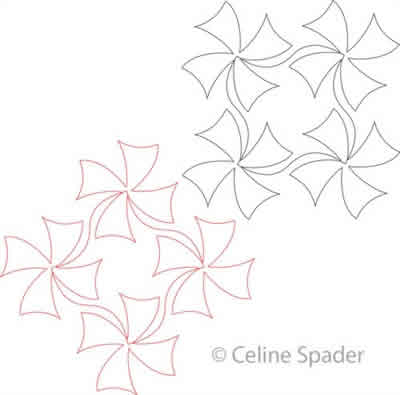 Digital Quilting Design Hidden Pinwheels Block by Celine Spader.