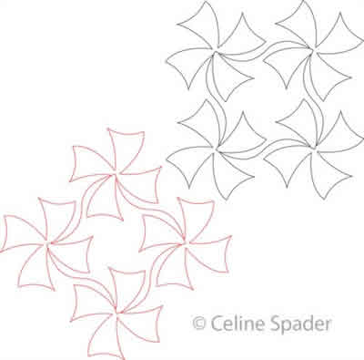 Digital Quilting Design Hidden Pinwheels Block by Celine Spader.