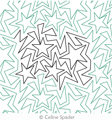 Digital Quilting Design Mod Stars by Celine Spader.