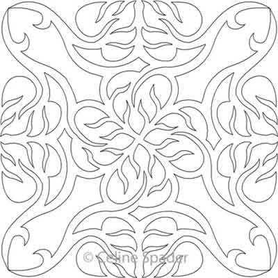 Digital Quilting Design Windblown Leaves Block 11 by Celine Spader.