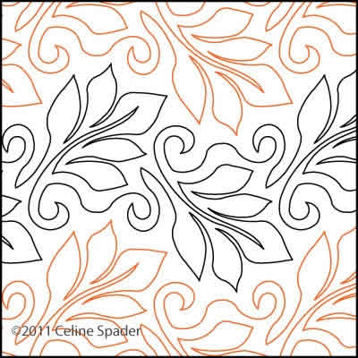 Digital Quilting Design Windblown Leaves Simple Panto 2 by Celine Spader.