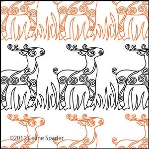 Digital Quilting Design Christmas Reindeer Border Panto 1 by Celine Spader.