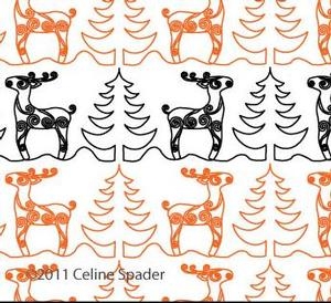 Digital Quilting Design Christmas Reindeer Border Panto 2 by Celine Spader.