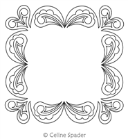 Paisley Clam Frame by Celine Spader. This image demonstrates how this computerized pattern will stitch out once loaded on your robotic quilting system. A full page pdf is included with the design download.