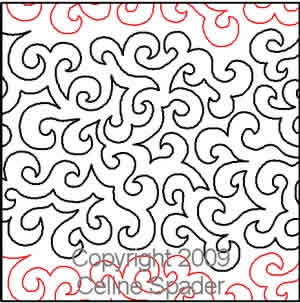 Digital Quilting Design Whirly Waves by Celine Spader.