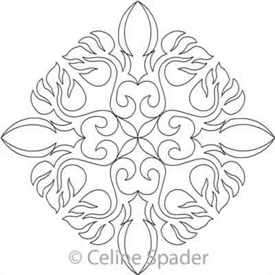 Digital Quilting Design Windblown Leaves Block 4 by Celine Spader.