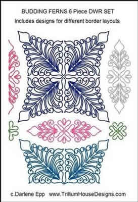 Digital Quilting Design Budding Ferns DWR Set by Darlene Epp.