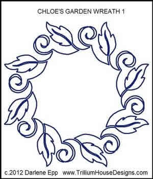 Digital Quilting Design Chloe Garden Wreath 1 by Darlene Epp.