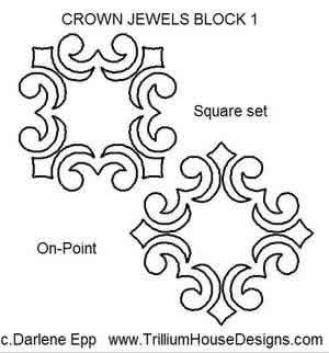 Digital Quilting Design Crown Jewel Block 1 by Darlene Epp.
