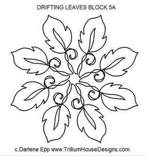 Digital Quilting Design Drifting Leaves Block 5A by Darlene Epp.