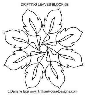 Digital Quilting Design Drifting Leaves Block 5B by Darlene Epp.