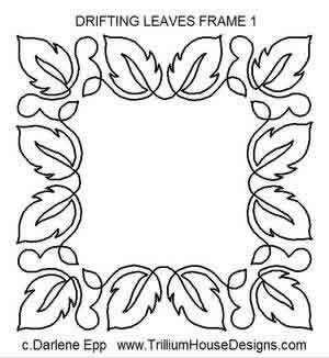 Digital Quilting Design Drifting Leaves Frame 1 by Darlene Epp.