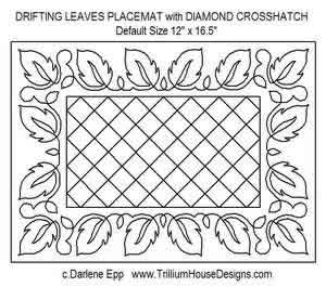 Digital Quilting Design Drifting Leaves Placemat w/Diamond Crosshatch by Darlene Epp.