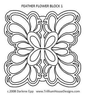 Digital Quilting Design Feather Flower Block 1 by Darlene Epp.