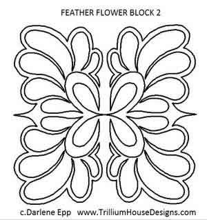 Digital Quilting Design Feather Flower Block 2 by Darlene Epp.