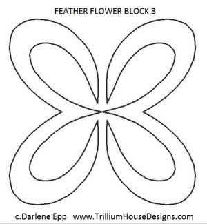 Digital Quilting Design Feather Flower Block 3 by Darlene Epp.