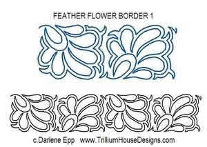 Digital Quilting Design Feather Flower Border 1 by Darlene Epp.