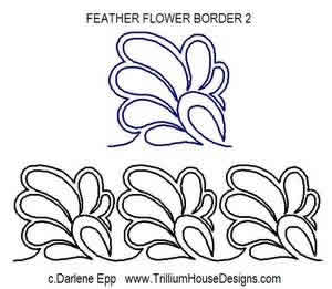 Digital Quilting Design Feather Flower Border 3 by Darlene Epp.