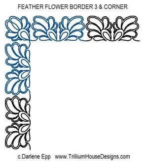 Digital Quilting Design Feather Flower Border 3 & Corner by Darlene Epp.