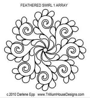Digital Quilting Design Feathered Swirl 1 Array by Darlene Epp.