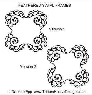 Digital Quilting Design Feathered Swirl Frame 1 & 2 by Darlene Epp.