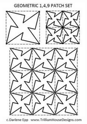 Digital Quilting Design Geometric Continuous Curve Set by Darlene Epp.