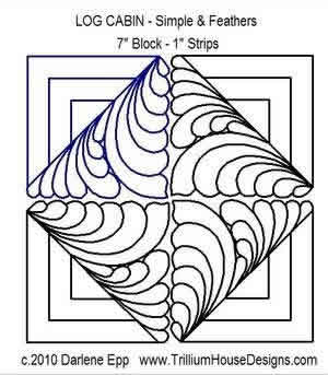 Digital Quilting Design Log Cabin Simple + Feathers by Darlene Epp.