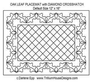 Digital Quilting Design Oak Leaf Placemat w/Diamond Crosshatch by Darlene Epp.