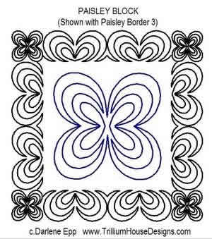 Digital Quilting Design Paisley Block by Darlene Epp.