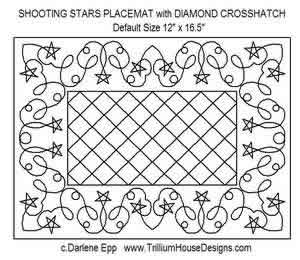 Digital Quilting Design Shooting Stars Placemat w/Diamond Crosshatch by Darlene Epp.
