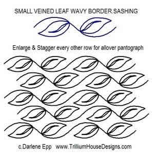 Digital Quilting Design Small Veined Leaf Wavy Border Sashing by Darlene Epp.