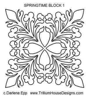 Digital Quilting Design Springtime Block 1 by Darlene Epp.