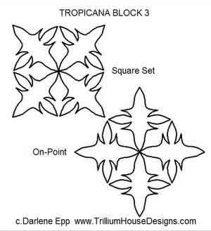 Digital Quilting Design Tropicana Block 3 by Darlene Epp.