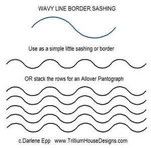 Digital Quilting Design Wavy Line Border Sashing by Darlene Epp.